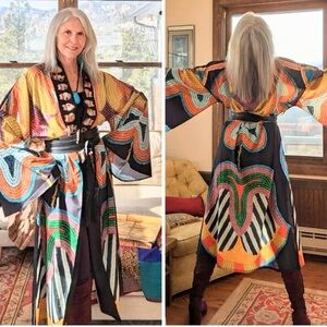 Jamie Okuma Winter Kimono Native Beadwork Print Multicolor XXL EUC